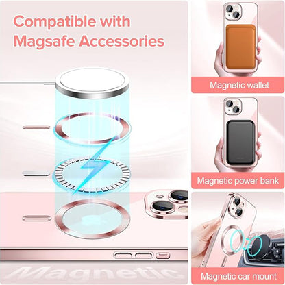 Coque MagSafe pour Apple iPhone 15, Techsuit, Luxury Crystal, Rose