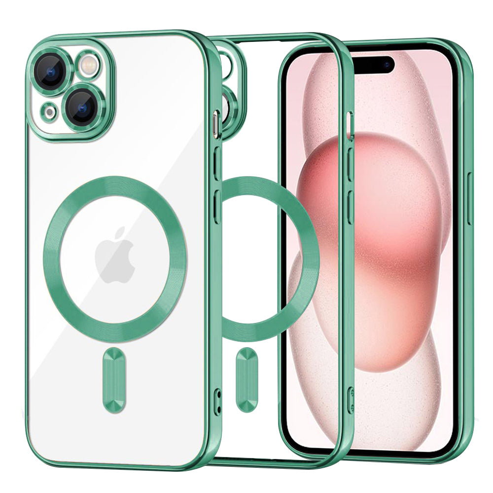 Coque MagSafe pour Apple iPhone 15, Techsuit, Luxury Crystal, Vert Clair