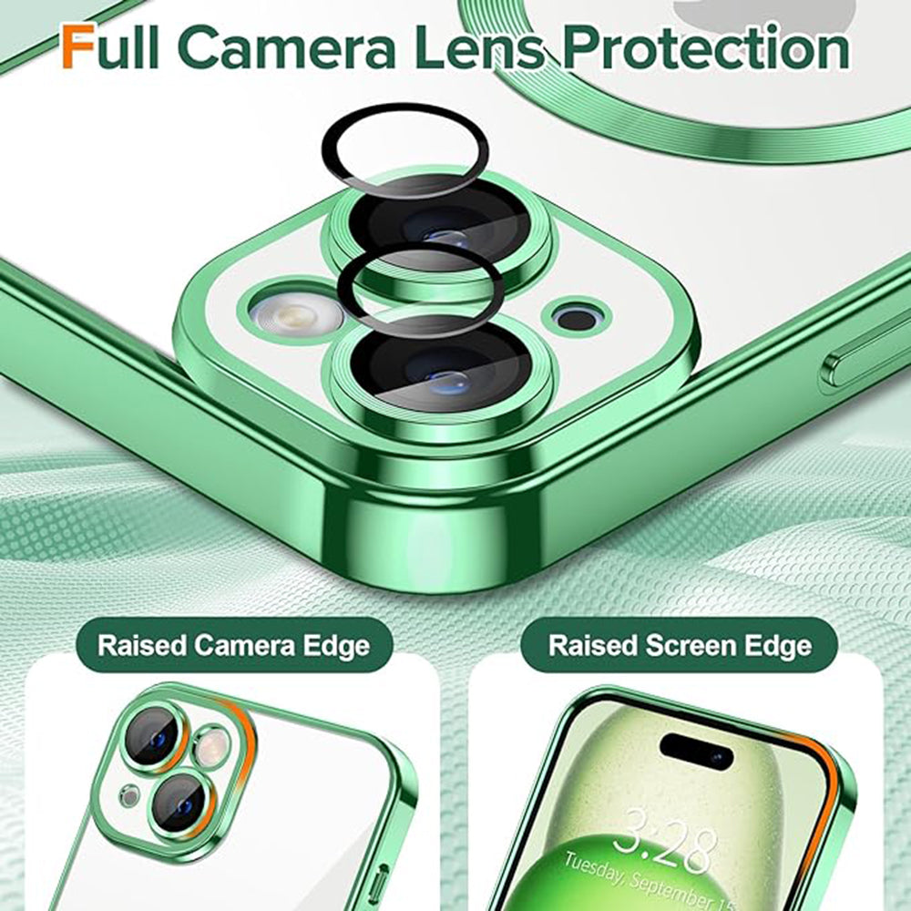 Coque MagSafe pour Apple iPhone 15, Techsuit, Luxury Crystal, Vert Clair