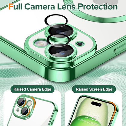 Coque MagSafe pour Apple iPhone 15, Techsuit, Luxury Crystal, Vert Clair