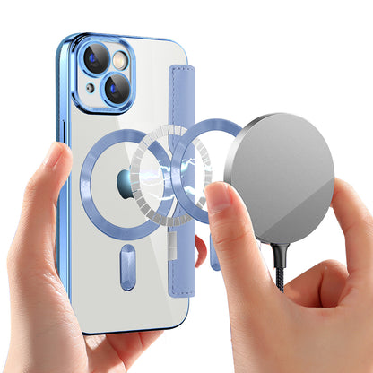 MagSafe Case for Apple iPhone 15, Techsuit, SmartMag Book, Blue