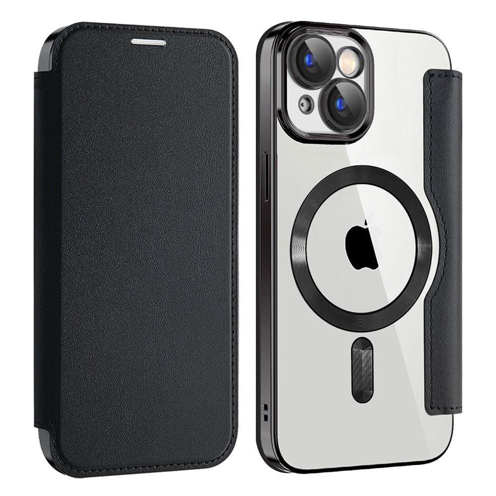 MagSafe Case for Apple iPhone 15, Techsuit, SmartMag Book, Black