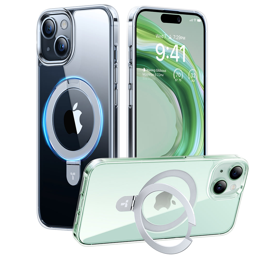 Coque MagSafe pour Apple iPhone 15, Torras, Ostand, Transparente