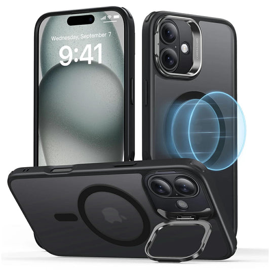 Coque MagSafe pour Apple iPhone 16, ESR, Classic Hybrid Kickstand, Noir Satiné