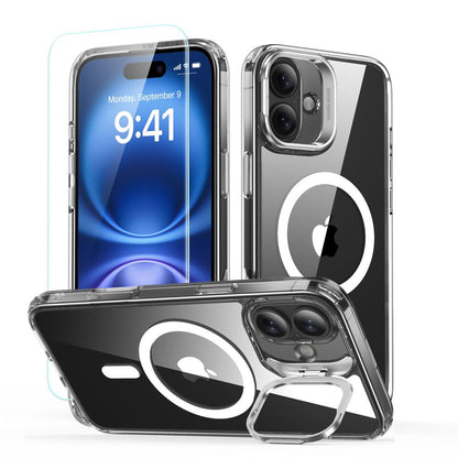 Coque MagSafe pour Apple iPhone 16, ESR, Classic Hybrid avec Support et Protecteur d'Écran, Transparente