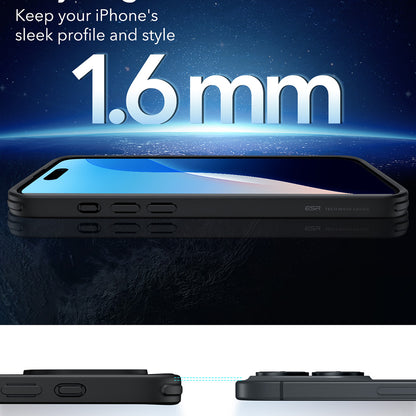 Coque MagSafe pour Apple iPhone 16, ESR, Classic Hybrid, Noir Satiné