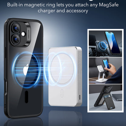 MagSafe Case for Apple iPhone 16, ESR, Classic Hybrid, Black Transparent