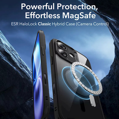 Coque MagSafe pour Apple iPhone 16, ESR, Classic Hybrid Slide, Noire Transparente