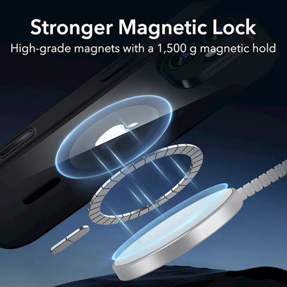 Coque MagSafe pour Apple iPhone 16, ESR, Classic Hybrid Slide, Noire Transparente
