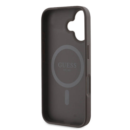 Étui MagSafe pour Apple iPhone 16, Guess, 4G Printed Stripes, Marron