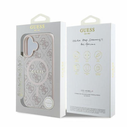Étui MagSafe pour Apple iPhone 16, Guess, 4G Ring Classic Logo, Rose