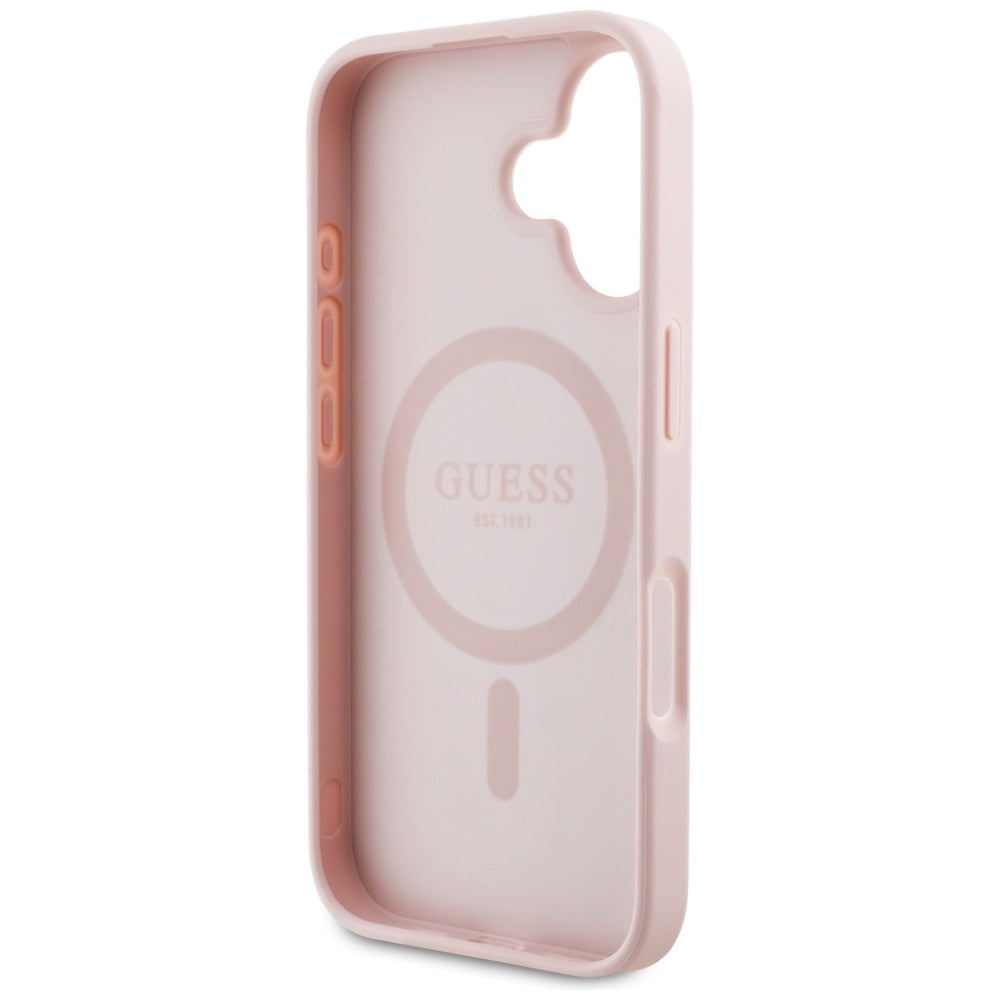 Coque MagSafe pour Apple iPhone 16, Guess, Grained Flowers, Rose