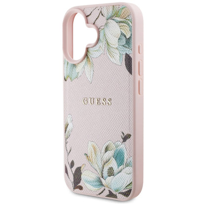 Coque MagSafe pour Apple iPhone 16, Guess, Grained Flowers, Rose