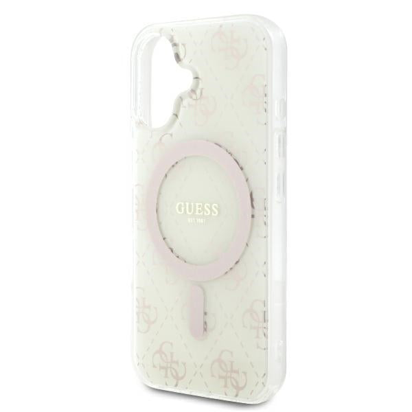 Coque MagSafe pour Apple iPhone 16, Guess, IML 4G Background, Blanche