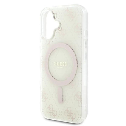 Coque MagSafe pour Apple iPhone 16, Guess, IML 4G Background, Blanche