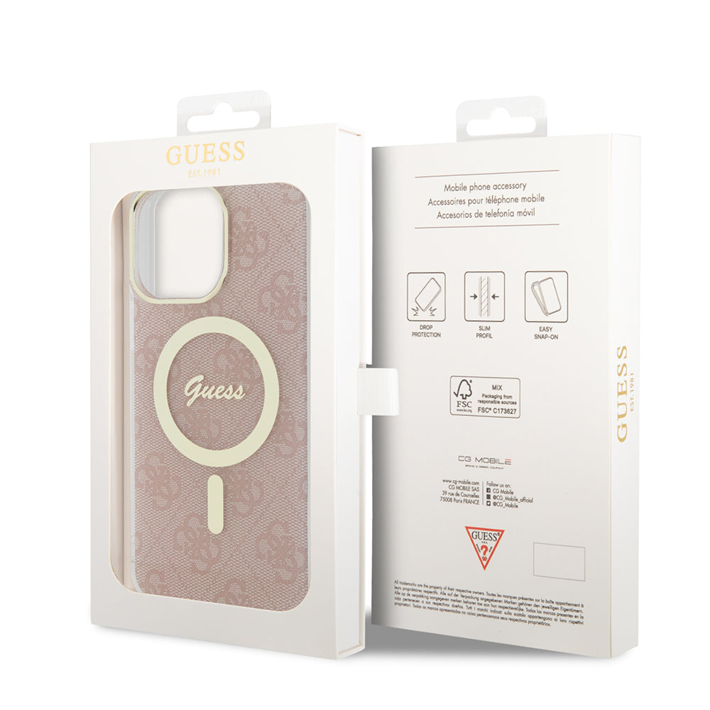 Coque MagSafe pour Apple iPhone 16, Guess, IML 4G, Rose