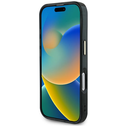 Étui MagSafe pour Apple iPhone 16, Guess, IML Glitter 4G Circle Triangle, Noir