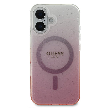 Étui MagSafe pour Apple iPhone 16, Guess, IML Glitter Gradient, Rose