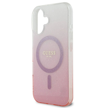 Étui MagSafe pour Apple iPhone 16, Guess, IML Glitter Gradient, Rose