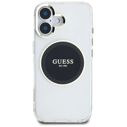 Étui MagSafe pour Apple iPhone 16, Guess, IML Metal Colored Circle, Noir