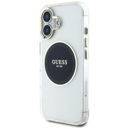 Étui MagSafe pour Apple iPhone 16, Guess, IML Metal Colored Circle, Noir