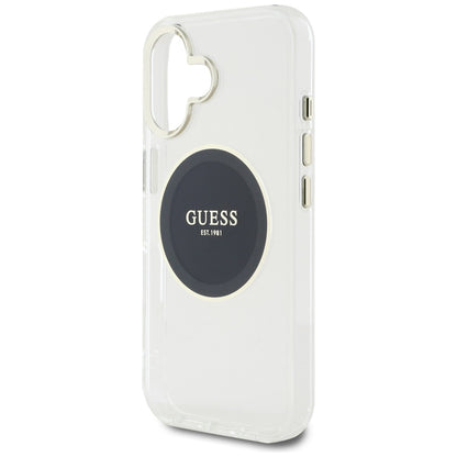 Étui MagSafe pour Apple iPhone 16, Guess, IML Metal Colored Circle, Noir