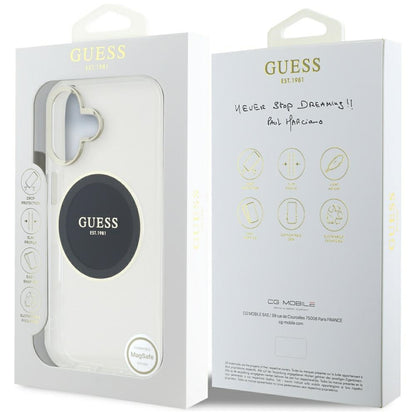 Étui MagSafe pour Apple iPhone 16, Guess, IML Metal Colored Circle, Noir