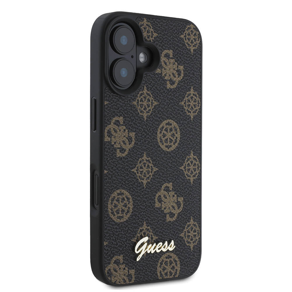 Coque MagSafe pour Apple iPhone 16, Guess, Peony Script, Noire