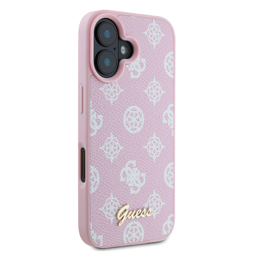 MagSafe Case for Apple iPhone 16, Guess, Peony Script, Pink