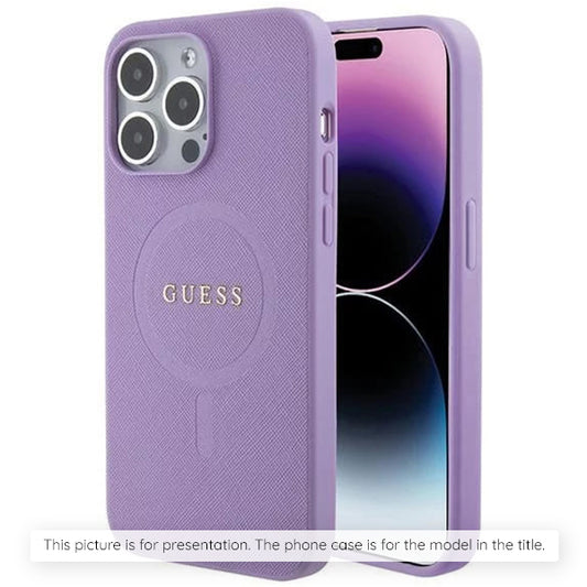Étui MagSafe pour Apple iPhone 16, Guess, Saffiano, Violet