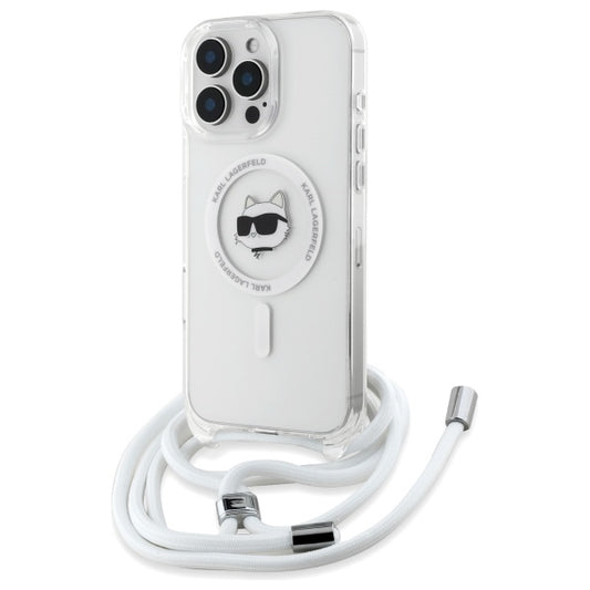 Housse MagSafe pour Apple iPhone 16, Karl Lagerfeld, IML Crossbody Choupette's Head with Strap, Transparente