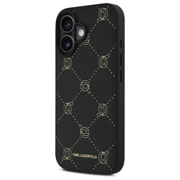 Étui MagSafe pour Apple iPhone 16, Karl Lagerfeld, Tête de Karl, Noir