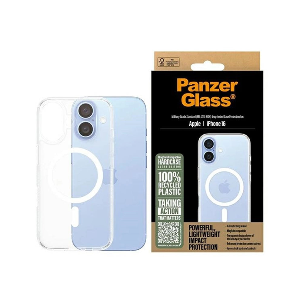 Étui MagSafe pour Apple iPhone 16, PanzerGlass, HardCase, Blanc Transparent