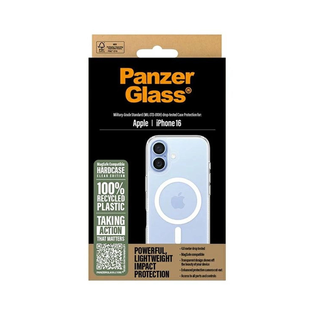 Étui MagSafe pour Apple iPhone 16, PanzerGlass, HardCase, Blanc Transparent