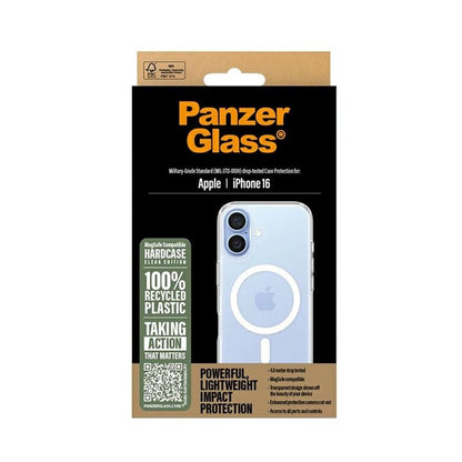 Étui MagSafe pour Apple iPhone 16, PanzerGlass, HardCase, Blanc Transparent