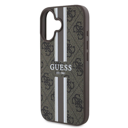 Étui MagSafe pour Apple iPhone 16 Plus, Guess, 4G Printed Stripes, Marron