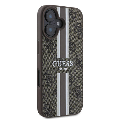 Étui MagSafe pour Apple iPhone 16 Plus, Guess, 4G Printed Stripes, Marron