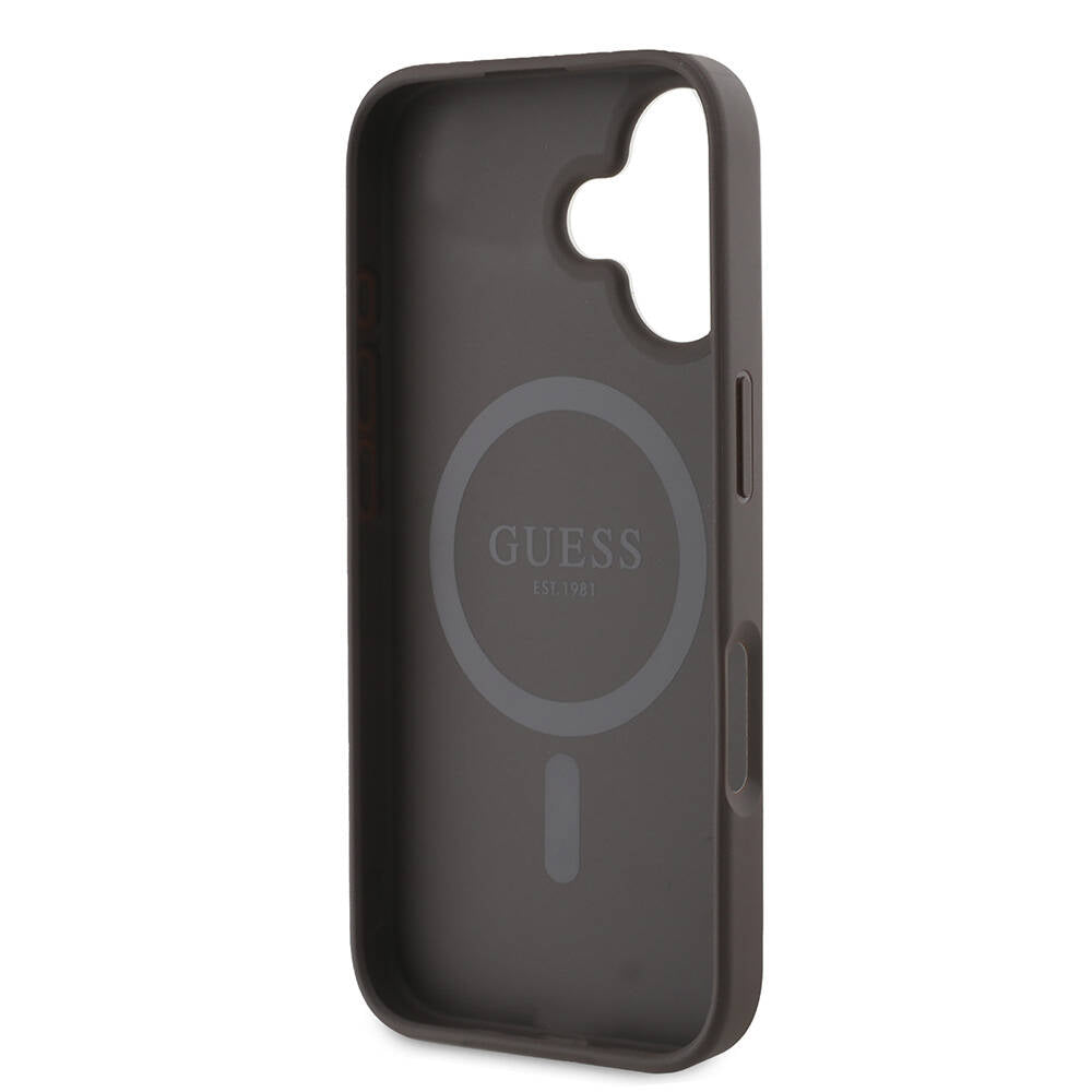 Étui MagSafe pour Apple iPhone 16 Plus, Guess, 4G Printed Stripes, Marron