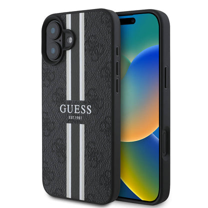 Étui MagSafe pour Apple iPhone 16 Plus, Guess, 4G Printed Stripes, Noir