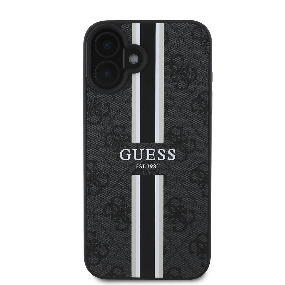 Étui MagSafe pour Apple iPhone 16 Plus, Guess, 4G Printed Stripes, Noir