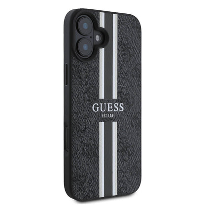 Étui MagSafe pour Apple iPhone 16 Plus, Guess, 4G Printed Stripes, Noir