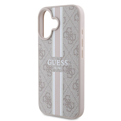 Coque MagSafe pour Apple iPhone 16 Plus, Guess, 4G Printed Stripes, Rose