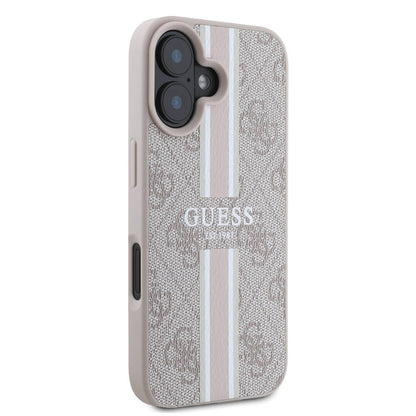 Coque MagSafe pour Apple iPhone 16 Plus, Guess, 4G Printed Stripes, Rose