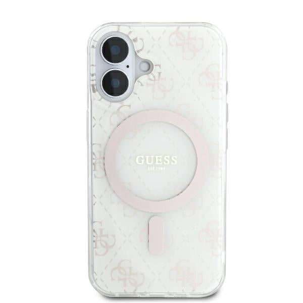 Coque MagSafe pour Apple iPhone 16 Plus, Guess, IML 4G Background, Blanche