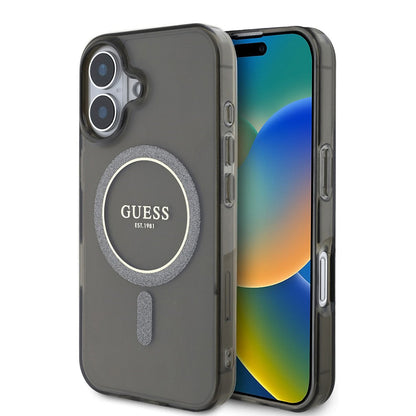 Étui MagSafe pour Apple iPhone 16 Plus, Guess, IML Glitter Circle, Noir