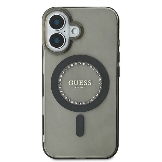 Coque MagSafe pour Apple iPhone 16 Plus, Guess, IML Rhinestone, Noire