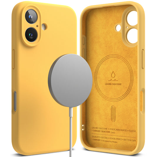 Coque MagSafe pour Apple iPhone 16 Plus, Ringke, Silicone, Jaune