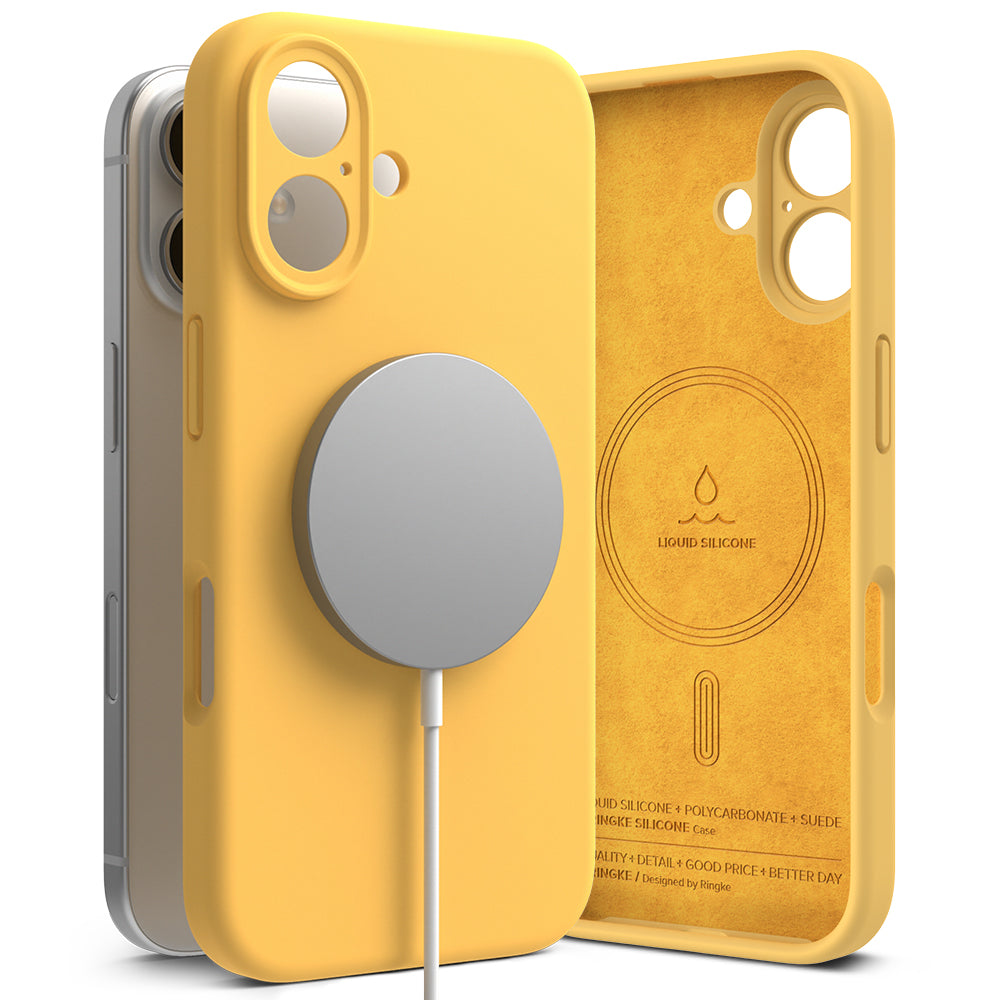 Coque MagSafe pour Apple iPhone 16 Plus, Ringke, Silicone, Jaune
