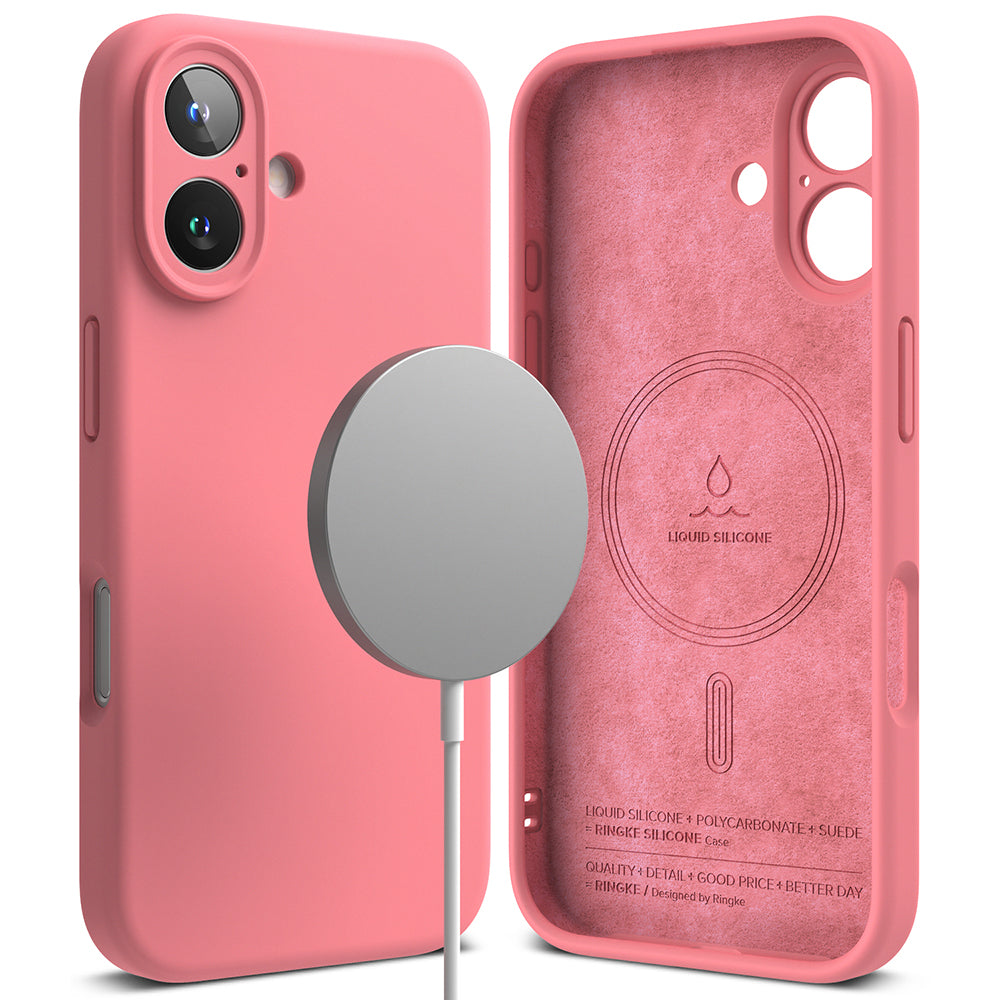 Coque MagSafe pour Apple iPhone 16 Plus, Ringke, Silicone, Rose