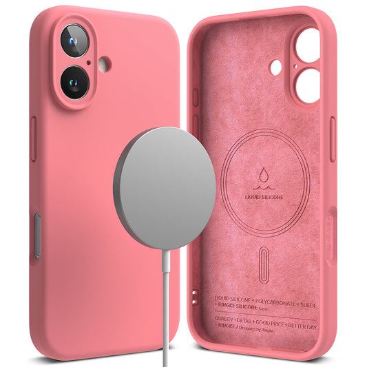 Coque MagSafe pour Apple iPhone 16 Plus, Ringke, Silicone, Rose